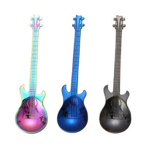 2021 Nova Guitarra de Aço Inoxidável Bass Colher Musical Instrumentos Misturando Colheres de Café Home Cozinha Jantar Drop Drop Ship