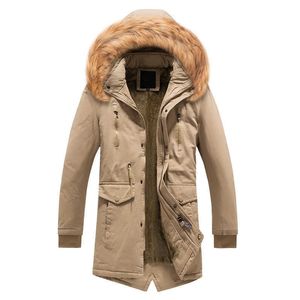 Parka Men Coats Fur Collar Hooded Men Winter Jacket Warm Wool Liner Man Jacket and Coat Windproof Male Parkas casaco 210527