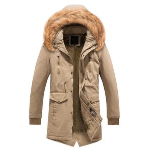 Parka Männer Mäntel Pelz Kragen Mit Kapuze Männer Winter Jacke Warme Wolle Liner Mann Jacke und Mantel Winddicht Männliche Parkas casaco 210527