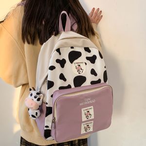 Plecak Kobiety Kobiety Harajuku Laptop Cute Krowy Leopard School Torba Kawaii Książka Kobieta Student Haft Girl Lady