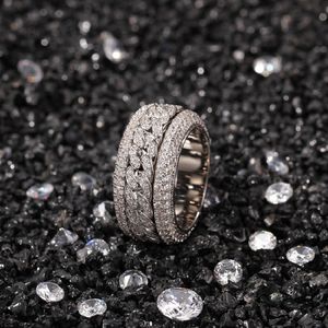 Anelli rusti per diamanti hip hop ad anello cubano da uomo in argento di alta qualità con diamanti di alta qualità in oro di alta qualità