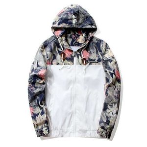 Çiçek Ceket Sonbahar Erkek Kapşonlu Ceketler Slim Fit Uzun Kollu Homme Trendy Rüzgarlık Ceket Marka Giyim Bırak 210909