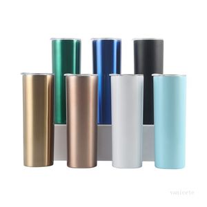 20oz Skinny Tumblers Edelstahl gerader Mundspray Kunststoff Autobecher Tragbare Vakuumisolationsbecher T2I52232