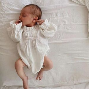 Spring Autumn Infant Rompers Baby Boys Girls Pure Color Romper Clothing Kids Boy Girl Long Sleeve Loose Jumpsuits Clothing 20220303 H1