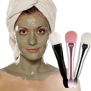 Makeupborstar Dubbelhöjd Mask Mjuk borste med Scoop Portable Face Skin Care Beauty Cosmetics Tools Professionell kisel