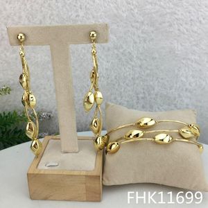 Brincos Colar Mejewelry Orelhas de Trigo Longo Forma Banhado A Ouro Mulheres Jóias Conjunto Especialmente Bonito Pulseiras Projetado para Festas