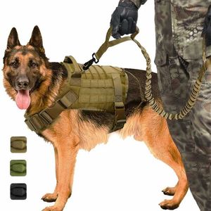 Serviço Tático Colete Cão Respirável Roupas de Cão Militar K9 Arnês Ajustável Tamanho Treinamento Caça Molle Dog Harness Tático 211106