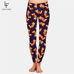 Fashion Cartoon Print Girls Leggings High Waist Elastic 220gsm Double Side Brushed Milk Silk Plus Size Women 210925