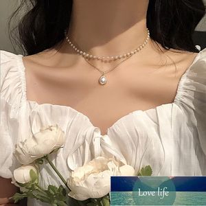 SUMENG New Fashion Kpop Pearl Choker Necklace Cute Double Layer Chain Pendant For Women Jewelry Girl Gift Factory price expert design Quality Latest Style Original