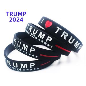 Trump 2024 Silicone Bracelet Black Blue Wristband Party Favor ZZC3299