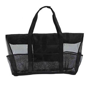 Nxy Cosmetic Bags xxl Mesh Beach Family for Sand Toys Large Tote Black 220302