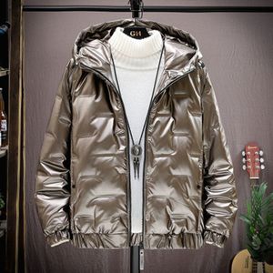 Men Glossy Thin Duck Down Coats Fashion Trend Windproof Warm Hooded Puffer Jacket Designer Winter Luxury Bread Puff Casual Jackets For Man