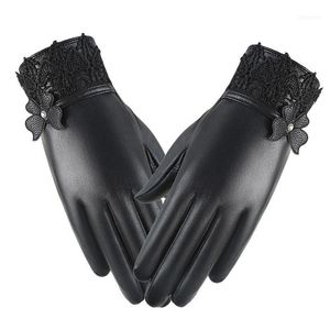 Gloves Lady Drivers Driving And Cycling Warm Touch Screen Diamond Bow Knot One Size Black L261