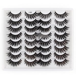 New Arrival 16 Pary Grube Naturalne Norek Fałszywe Eyelaski Zestaw Miękkie Żywe Wielowarstwowe Wielokrotnego użytku Handmade 3D Fałszywe Laszy Rozszerzenia Kręcone Crisscross Eyes Makeup