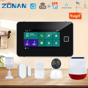 Tuya WiFi Sicherheit System Mit Kamera PIR Motion Tür Sensor Sirene Rauch Gas Detektor Drahtlose 433 MHz Einbrecher Alarm kit