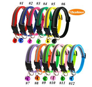 Pet Collar Reflective Pets Bell 12 Color Puppy Collars Adjustable Size Suitable For Cats And Small Dogs Supplies High Quality WLL16