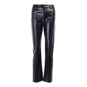 Aiiou Sexy Faux Läderbyxor För Kvinnor Svart PU Motorcykel Ridding Style Straight Hight Waist Slim Party Leggings Trousers Pant Q0801