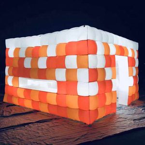 Gazebo gonfiabile a forma di cubo con tenda cubica con stampa colorata, riparo per fiere commerciali con centro per eventi pop-up con ventilatore in sconto