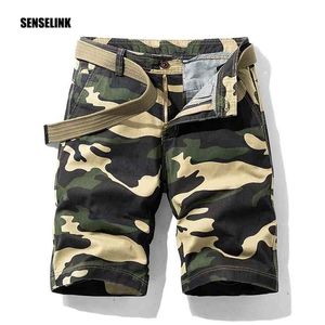 Mens Militar Carga Shorts Casuais Moda Multi Bolso Verão Marca Algodão Army Camuflage Tactical Plus Tamanho 210713