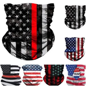 DHL Tump American Flag Magic Scarf 3D-utskrift Digital Multifunktionell Magic Headwear Turban Fashion Collar Protective Mask