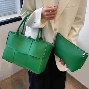 Shopping Bags Luxury Designer Bag Pu Woven Tote Woman Handbag Big Shoulder for Women Fashion Knitting Shopper Purse Ladies Clutch 220309