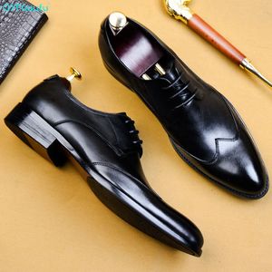 Alta qualidade feita à mão Oxford Dress Shoes Men masculino de couro de vaca genuíno calçados calçados formais formais italianos