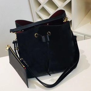 Bucket Bag Crossbody Bags Women Handbag Purse Fashion Genuine Leather Lettered Print String High Quality Removable Shoulder Strap