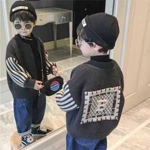 Детская мода кардиган 1-9 лет детский свитер куртка среднего и маленького детского джентльмена осень осень зима 211201