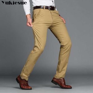 Мужские классические случайные хаки брюки мужские деловые платья Slim Fit Elastic Jogger длинные брюки мужской одежды хлопчатобумажные рабочие брюки черный 210608