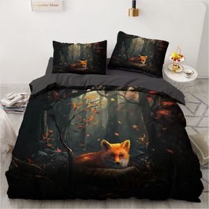 Conjuntos de cama 3D Animal Fox Duvet Quilt Cobertura Conjunto CONDERTER Bed Bed Roupa Rei Rei Rainha Completa 265 * 230 230 * 230 Home Texitle 210309