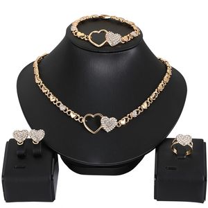 Afrikanisches Schmuckset für Frauen, Herz-Halskette, Hochzeit, Ohrringe, Xoxo-Armbänder, Geschenke 211015