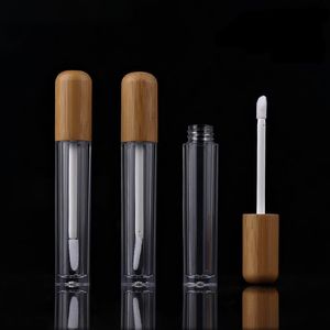 5ml Vintage Bamboo Lip Gloss packing bottle refillable Lips Balm Tube empty Cosmetic Container Packaging Lipbrush DIY Tubes DH9588