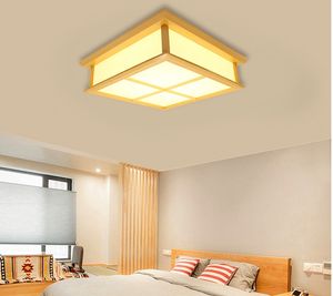 Wholesale Square 35/45/55cm Japanese Tatami Oak Wooden Led Ceiling Light Solid Wood Lighting for Home Decor Lamp lantern Fixture
