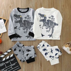 Toddler Pijama Setleri Çocuklar Için Çocuk Dinozor Pijamas Uzun Kollu T-shirt + Pantolon Kıyafetler Pijama Kıyafetler Sonbahar Erkek Pijama Seti # G1023