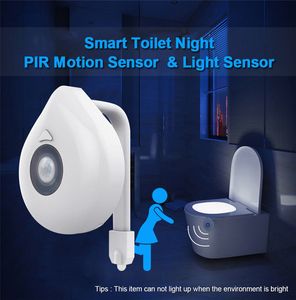 LED-toalettljus PIR Motion Sensor Nattlampa 8 Färger Bakgrundsbelysning WC Bowl Sitt Badrumsljus för Childre