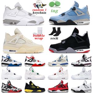 Scarpe da basket da uomo Bred 4 4s Black Cat White Cement Fire Red University Blue Allenatore da donna per uomo