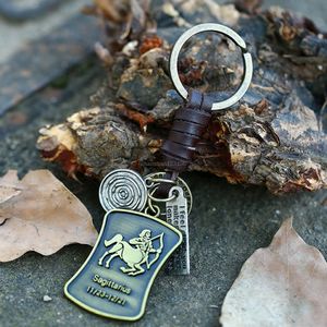 Подвесная знак Keyring Metal 12 Constell Leather Keychain Key Rings Bag Vange Fashion Jewelry Will и Sandy Gift