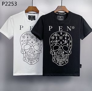 Phillip Plain Men Designer PP череп алмазный футболка с коротким рукавом доллар коричневый медведь бренд TEE O-шеи высококачественные черепа футболки THE TES P2253