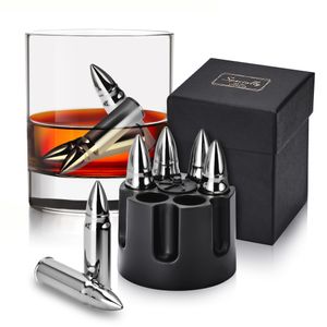Wholesale Whiskey Stones Reusable Metal Bullet Ice Cube,Cool Gifts for Men, Christmas Stocking Stuffers for Men,Unique Birthday Gifts for Him,Boyfriend,Husband Silver 6 pack