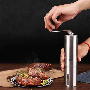 Manual Ceramic Coffee Grinder Stainless Steel Adjustable Bean Mill Hand Pepper Easy Clean Kitchen Tools 210712