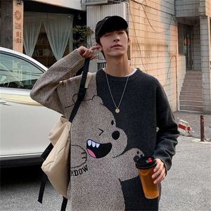 ZAZOMDE Maglione Maglione Uomo Inverno Caldo Punto Pullover Harajuku Anime Sweat Top Natale Estetico Vestiti Gotici Pantaloni A Vita Bassa 211109