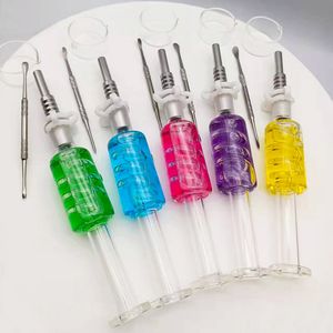 Latest Smoking Colorful Freezable Liquid Filled Dabber Nails Tip Straw Pyrex Thick Glass Smoking Tube Handpipe Portable Dry Herb Tobacco Oil Rigs Spoon Filter Bong