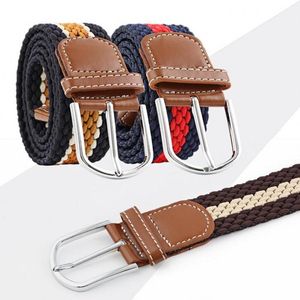 Belts Men Casual Knitted Pin Buckle Stretch Waist Belt Woven Canvas Elastic Expandable Braided For Women Webbing Fashion Strap
