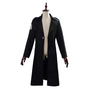 Ataque em Titan Levi Rivaille Jacket Cloak Halloween Cosplay Traje Homens Mulheres Anime Trench Revest Y0913