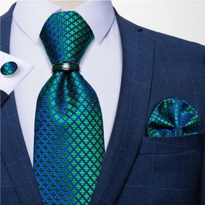 Bow Ties Men Green Silk Tie Set Wedding Accessories Mens Neck With Handkerchief Cufflinks Wholesale Items For Business Ring