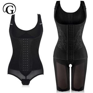 Dua Artı Boyutu Bodysuits Kadınlar Mıknatıs Korse Uzak Bırakmış Tam Vücut Şekillendirici Zayıflama Bel Düzeltici Shapewear Sutyen Kaldırıcı Dantel 210708