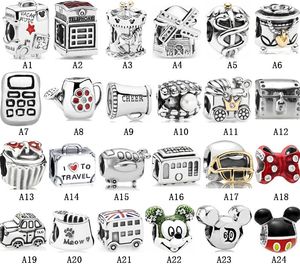 New Fits Pandora Sterling Silver Bracelet Boy Girl Robot Animal Robô Panda Breada Bracelete Binchas Charms para Jóias de Moda de Moda Diy da Chain de Chaços de Chaços Europeus