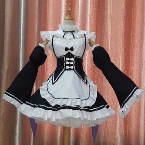 Ram/Rem Cosplay Re:zero Kara Hajimeru Isekai Seikatsu Re Life In a Different World Kawaii Sisters Costume Maid Servant Dress Y0913