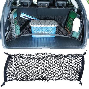 Car Organizer 120cm X 70cm Universal Trunk Luggage Storage Cargo Organiser Nylon Elastic Mesh Net With 4 Plastic Hooks