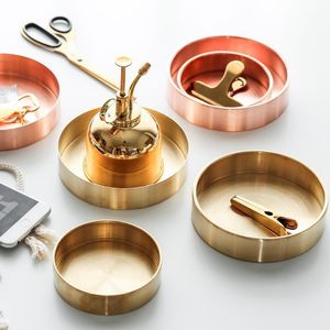 Organização de armazenamento de cozinha Nordic estilo chique metal cobre puro redondo de latão de armazenamento oval / bandeja de chá Decoração de produto
